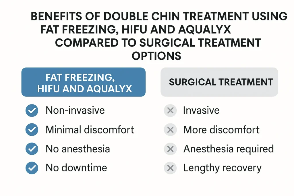 Graphic about the benefits of double chin treatment Wheathampstead - from LA LIPO
