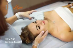 Woman having Hi-Fu to reduce wrinkles Wheathampstead.