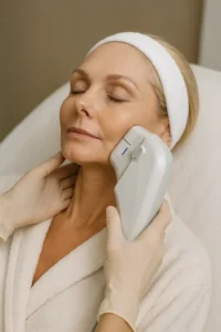 Woman receiving HIFU non surgical facelift treatment Wheathampstead