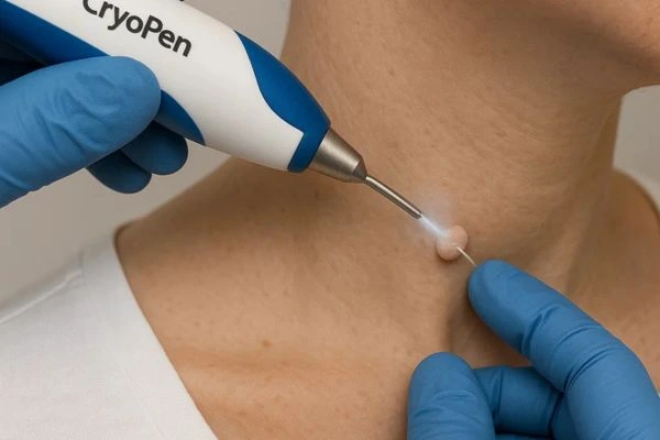 Person receiving Cryotherapy skin tag removal Wheathampstead